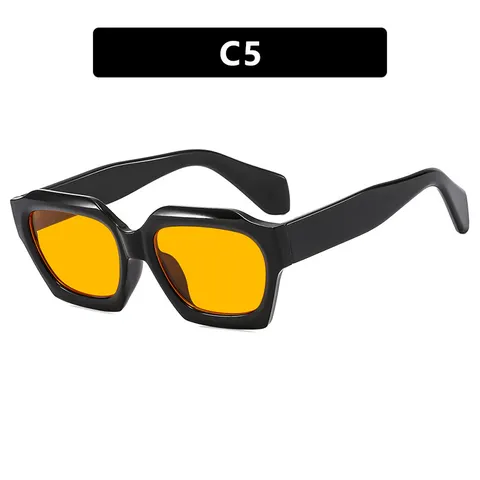 Fashion Square Frame Sunglasses For Women Men UV400 Protection Metal Hinge Retro Thick Frame Street Wear Sun Glasses