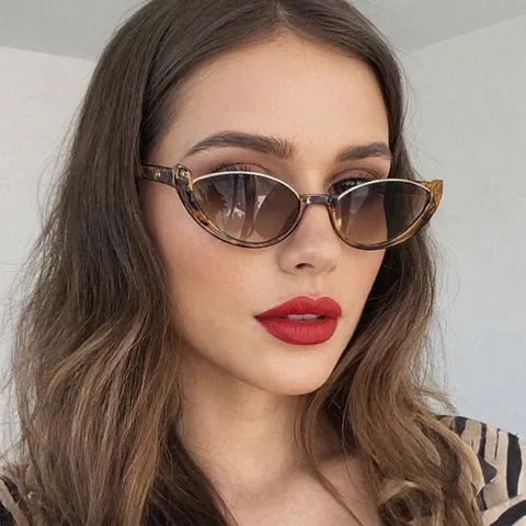 Vintage Cat Eye Small Frame Sunglasses For Women UV400 Protection Leopard Print Fashion Metal Hinge Trendy Eyewear Gift
