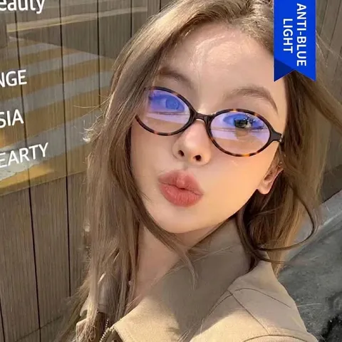 Retro Oval Eyeglasses Frame Anti-blue Light Glasses For Women Nerd Style Optical Prescription Frames Korean Plain Glasses