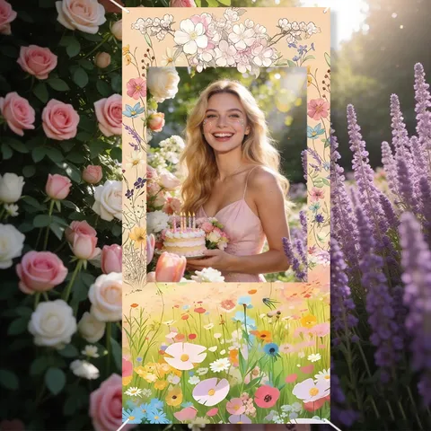 Sfondo Fotografico Floreale Acquerello Primavera in Poliestere Intaglio Oggetto di Scena Per Decorazione Festa Matrimonio Giardino