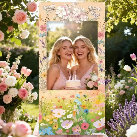 Sfondo Fotografico Floreale Acquerello Primavera in Poliestere Intaglio Oggetto di Scena Per Decorazione Festa Matrimonio Giardino