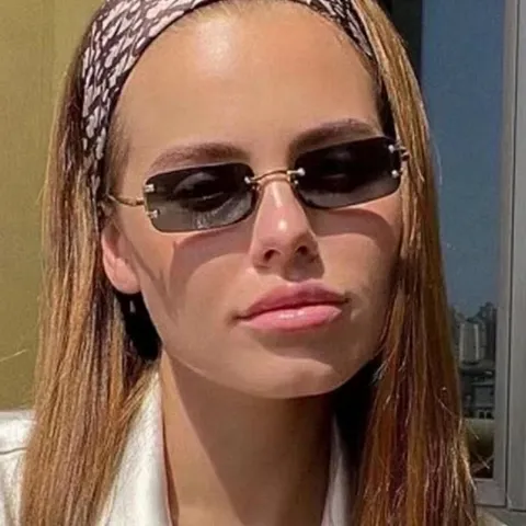 Rimless Rectangle Sunglasses For Women Men Fashion Vintage Cut Edge Metal Frame UV400 Protection Eyewear Sun Glasses