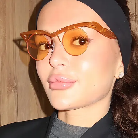 Nuevas Gafas de Sol Redondas de Ceja de Media Montura para Mujer Retro Wave Frame Gafas de Sol Punk Individuales Personalizadas UV400 Hip Hop Street Fashion