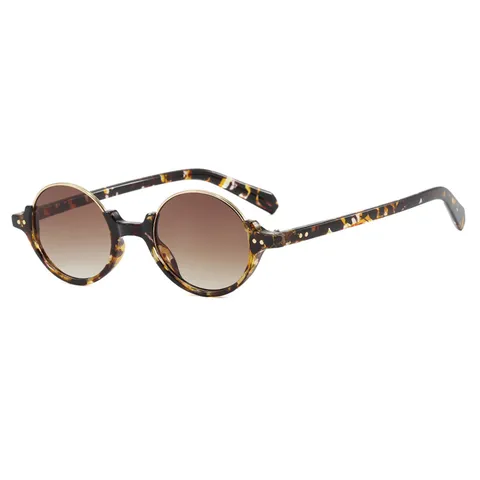 Retro Ronde Zonnebril Voor Dames Heren PC Metaal Ovaal Frame Klinknagels Decor UV400 Brillen Trendy Literaire Straatmode Bril