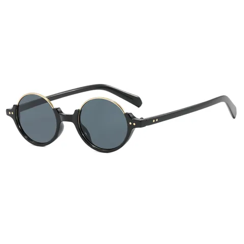 Retro Ronde Zonnebril Voor Dames Heren PC Metaal Ovaal Frame Klinknagels Decor UV400 Brillen Trendy Literaire Straatmode Bril