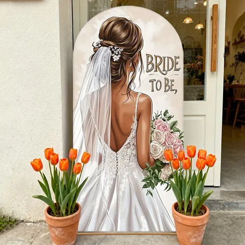 Bride To Be Theme Arch Backdrop Cover For Wedding Banquet Party Decoration Printed Polyester Pongee Fabric U-Shaped Backdrop Prop