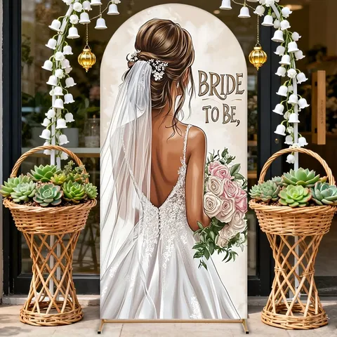 Bride To Be Theme Arch Backdrop Cover For Wedding Banquet Party Decoration Printed Polyester Pongee Fabric U-Shaped Backdrop Prop