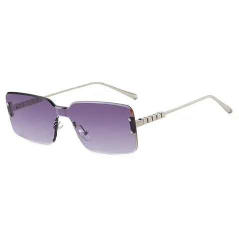 Gafas de Sol Cuadradas de Tamaño Grande sin Montatura para Mujer Moda Protección UV400 Patillas de Metal Gafas Streetwear de Tendencia