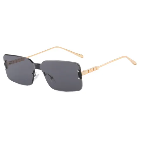 Gafas de Sol Cuadradas de Tamaño Grande sin Montatura para Mujer Moda Protección UV400 Patillas de Metal Gafas Streetwear de Tendencia