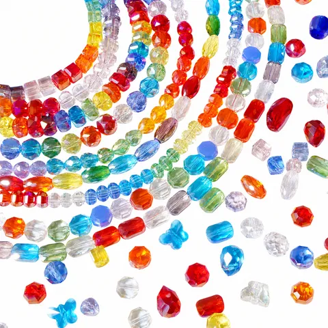Multi-Shape Faceted Glass Crystal Beads Rainbow Color Loose Beads For DIY Bracelet Necklace Jewelry Making Accessories