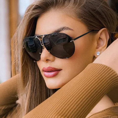 Fashion Retro Aviator Sunglasses For Women Metal Frame Large Square Sun Protection UV400 New Eyewear Outdoor Driving Daily Wear Accessories
