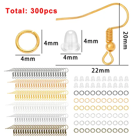 DIY Oorbellen Benodigdheden Set Met Legering Oorhaakjes Open Buigringen En Siliconen Oorbel Achterkantjes Voor Handgemaakte Sieraden Maken