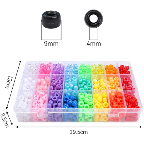 Combinazione di Perline Pony in Acrilico Multicolore Forniture per la Creazione di Gioielli Fai-da-te Perline a Barilotto con Foro Grande Quadrato Alfabeto Perline per Bracciale Collana Accessori