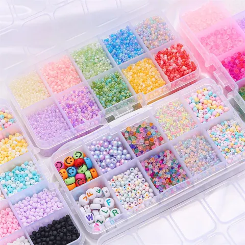 DIY Seed Beads Kit For Jewelry Making Glass Artificial Pearl Alphabet Beads Mixed Colors Handmade Bracelet Necklace Material Box
