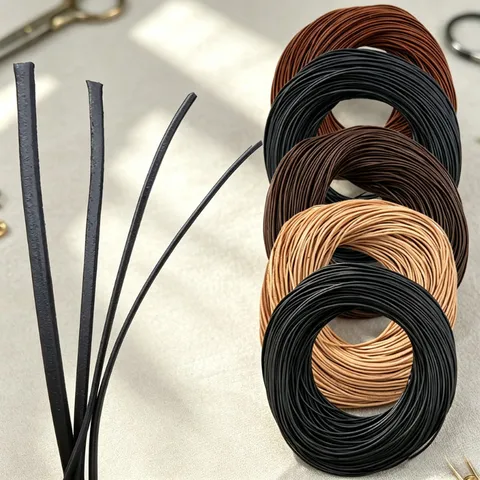 Round Faux Leather Cord DIY Elastic Rope For Bracelet Necklace Making Accessories Solid Color Synthetic Fiber Cord For Handcraft