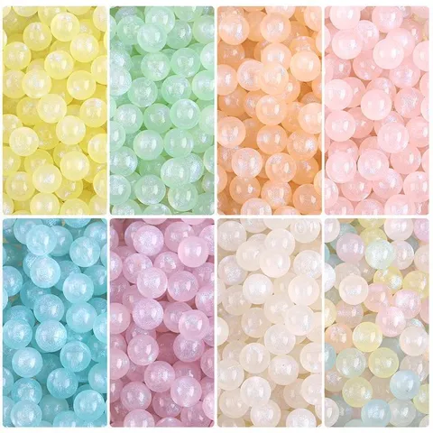 Acrylic Mermaid Round Beads No Hole DIY Jewelry Making Supplies For Necklace Bracelet Phone Chain Accessory
