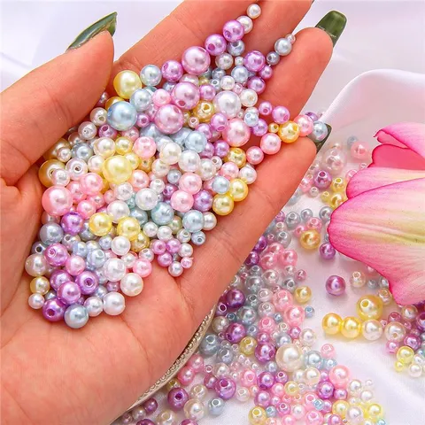 Cuentas Sueltas de Acrílico Iridiscente para Hacer Joyería DIY Cuentas Redondas de ABS Perlas Artificiales para Pulseras Collares Artesanías