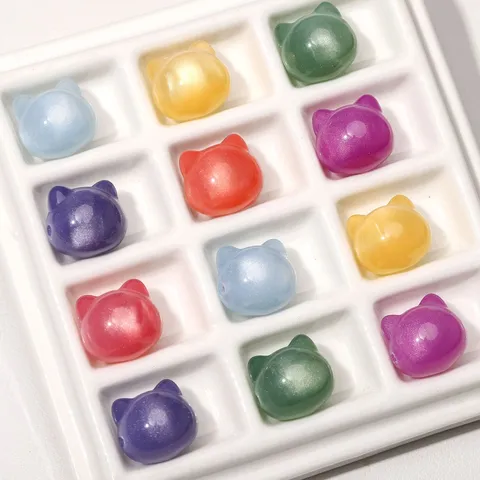 UV Color Changing Resin Beads Cute Cat Head Shape Loose Beads For DIY Bracelet Necklace Handmade Jewelry Making Supplies