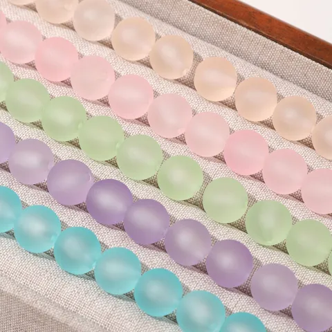 DIY Schmuckherstellung Acrylperlen Matte Gummierte Lackierung Rund Macaron Farbe Lose Perlen Für Handgemachte Armband Halskette Zubehör