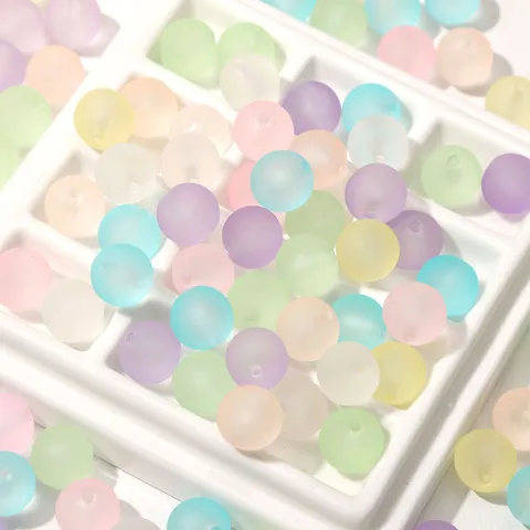 DIY Schmuckherstellung Acrylperlen Matte Gummierte Lackierung Rund Macaron Farbe Lose Perlen Für Handgemachte Armband Halskette Zubehör