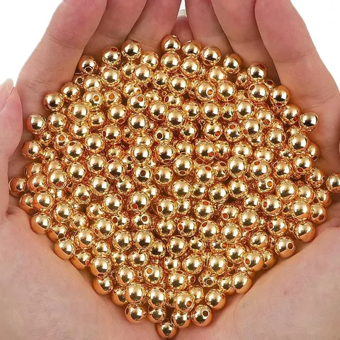 Copper 14K 18K Gold Plated Round Spacer Beads For DIY Handmade Jewelry Making Findings Bracelet Necklace Accessories