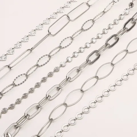 Maillons de Chaîne en Acier Inoxydable DIY pour Fabrication de Colliers Bracelets Design Cœur Tournesol Ovale Argent Accessoire