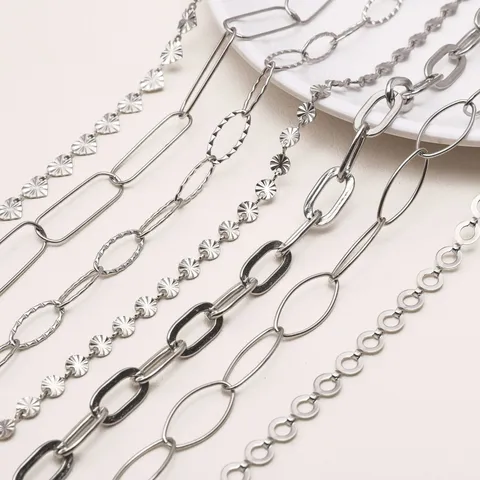 Stainless Steel DIY Jewelry Making Chain Cross O-Shaped Lip Chain Extension Necklace Bracelet Handcrafted Accessory Material