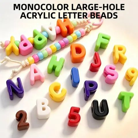 Acrylic Letter Beads Large Hole Alphabet Number Charms For DIY Phone Chain Bag Decor Keychain Colorful Fashion Craft Accessories