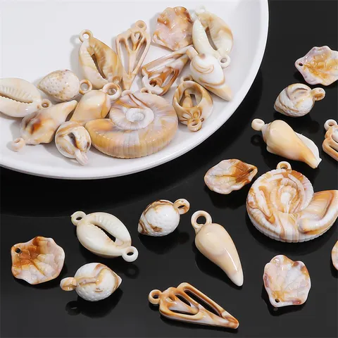 DIY Acrylic Shell Conch Pendants Ocean Life Marble Texture Charms for Jewelry Making Necklace Bracelet Accessory Handicraft Components