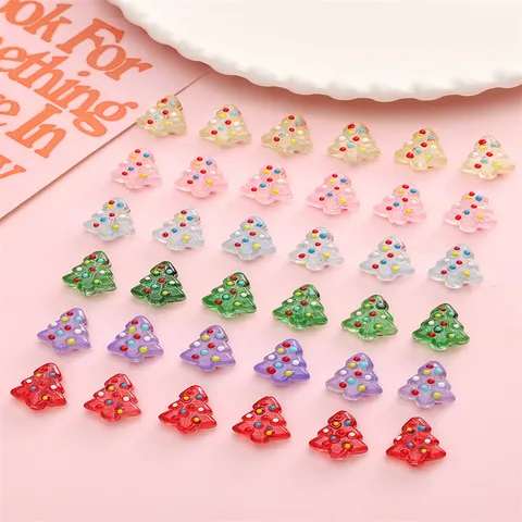 Hand Painted Christmas Tree Santa Claus Gingerbread Man Snowman Glass Beads DIY Jewelry Making Festive Loose Beads For Phone Charm