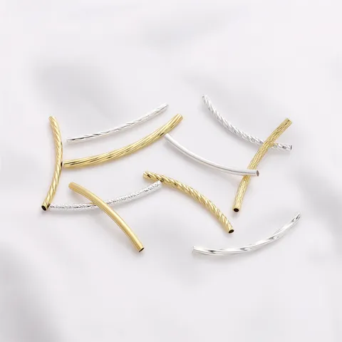 Cuentas de Tubo Curvo de Cobre Accesorios de Joyería DIY Tubos Espaciadores de Metal Roscados Retorcidos Para Hacer Pulseras Collares