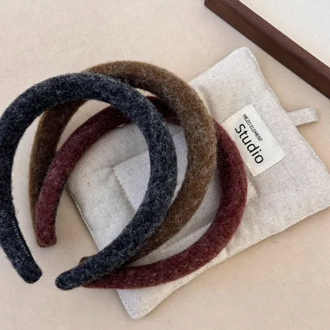 Autumn Winter Plush Felt Hair Scrunchies Padded Headbands For Women Korean Style Thick Hair Ties Elastic Hair Bands Red Grey Coffee Hair Accessories