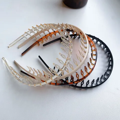 Korean Style Minimalist Anti-Slip Headband With Teeth For Women Plastic Resin Hair Band For Face Washing Daily Hair Accessories