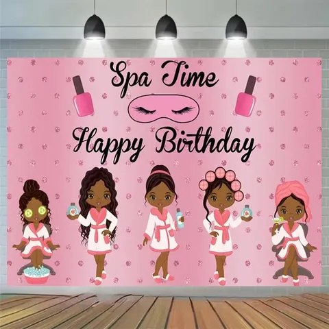 Fondo de Cumpleaños para Fiesta SPA para Niñas Rosa Tema SPA Decoraciones de Fiesta Fotografía Fondo Tapiz para Colgar en la Pared