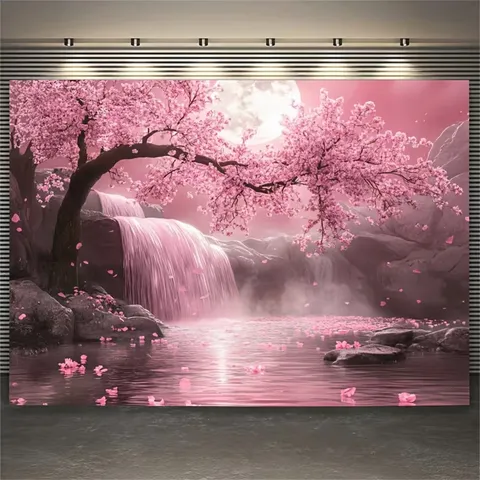 Rosa Kirschblüte Fotografie Hintergrund Romantisch Frühling Natur Landschaft Polyester Stoff Wandteppich Dekor Für Fotostudio Partyzubehör