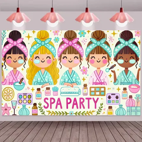 Fondo de Cumpleaños para Fiesta SPA para Niñas Rosa Tema SPA Decoraciones de Fiesta Fotografía Fondo Tapiz para Colgar en la Pared