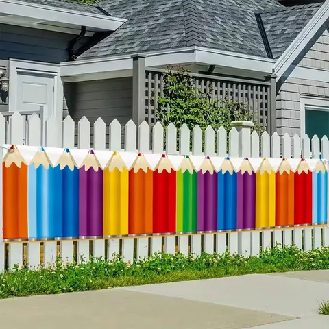 Rainbow Pencil Decorative Banner Back To School Party Supplies Colorful Classroom Art Festival Hanging School Decorations
