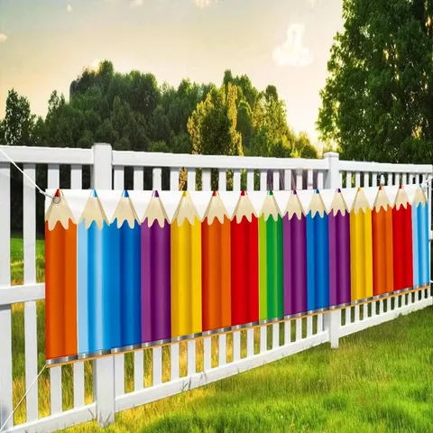 Rainbow Pencil Decorative Banner Back To School Party Supplies Colorful Classroom Art Festival Hanging School Decorations