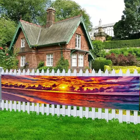 Sunset Beach Theme Banner Summer Party Decoration Outdoor Garden Yard Fence Landscape Hanging Banner Home Decor