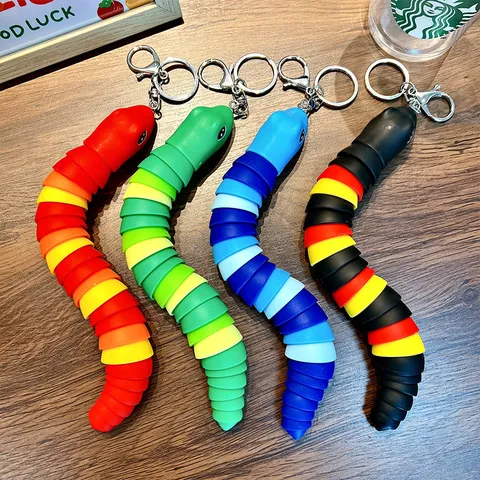 Portachiavi Serpente con Articolazioni Flessibili Giocattolo Mobile Carino Ciondolo per Borsa Anello per Chiavi Regalo Creativo Antistress