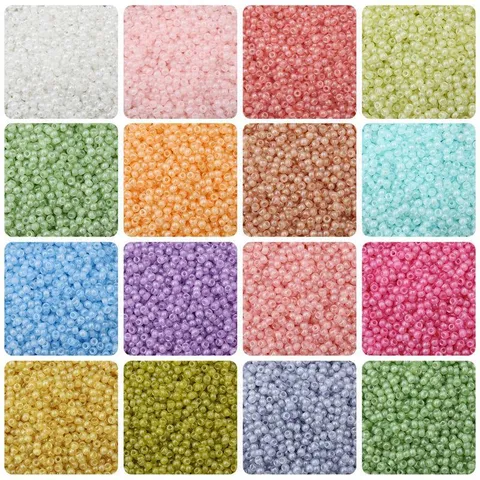 Round Glass Seed Beads Imitation Jade Style Cream Color Loose Beads For DIY Jewelry Making Bracelet Necklace Accessories