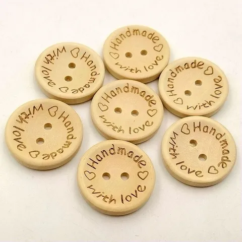 Boutons en Bois Faits à la Main Avec Amour Gravés au Laser Rond Cœur Boutons en Bois 2 Trous Pour Couture DIY Artisanat Scrapbooking