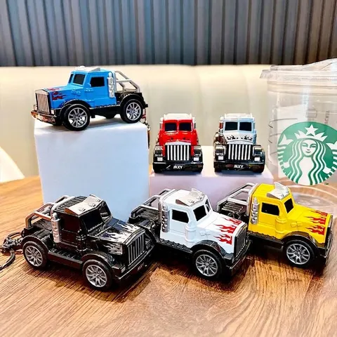 Cool Pullback Fire Flame Small Car Keychain Toy Backpack Pendant Acrylic Vehicle Model Key Ring For Kids Couples Backpack Accessories