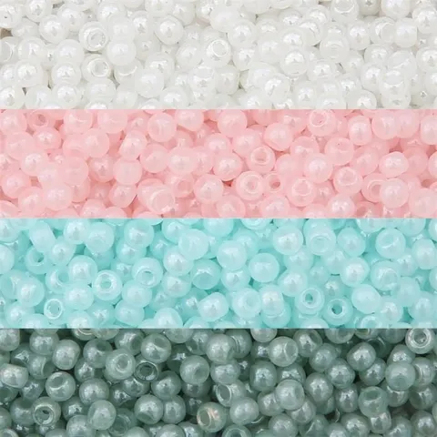 Round Glass Seed Beads Imitation Jade Style Cream Color Loose Beads For DIY Jewelry Making Bracelet Necklace Accessories