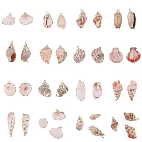Natuurlijke Zee Schelp Hangers Met Vergulde Metalen Rand DIY Sieraden Maken Accessoires Handgemaakte Oorbellen Ketting Benodigdheden