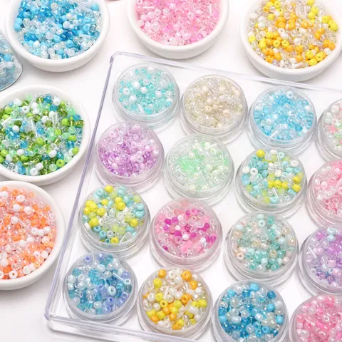 Mixed Color Glass Seed Beads DIY Jewelry Making Round And Bugle Loose Beads For Bracelets Necklaces Keychains Handmade Crafts Accessories
