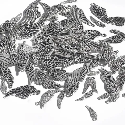 Antique Silver Alloy Angel Wings Charms Feather Pendants For DIY Jewelry Making Earrings Necklace Bracelet Dream Catcher Findings