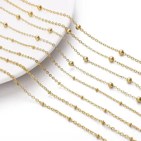 18K Gold Plated Satellite Chain Metal Bead Chain Extension Link For DIY Necklace Bracelet Jewelry Making Accessories