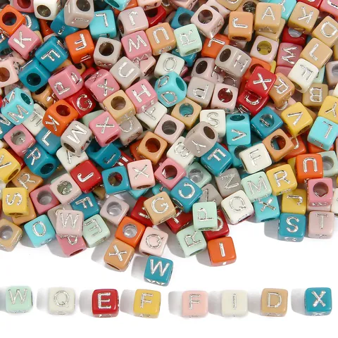 Minimalist Square Acrylic Multicolor Alphabet Number Heart Loose Beads For Handmade DIY Jewelry Making Accessory