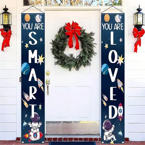 Astronaut Ruimte Thema Deurbanners Je Wordt Geliefd Smart Inspirerende Slogan Hangende Borden Voor Ruimte Feest Huis Decoratie